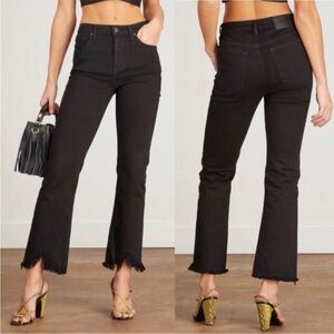 Jonathan Simkhai River Black Flare fringe Jeans with Frayed Hem